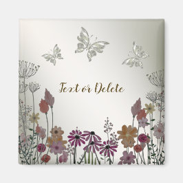 Imán Jardín Colorido Flores Mariposas Dorado Rústico