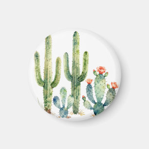 Imán Jardín de cactus del desierto en acuarela
