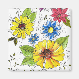 Imán Jardín de flores coloridas