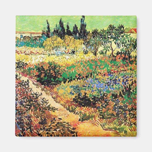 Imán Jardín de flores con sendero, Vincent van Gogh (Frente)