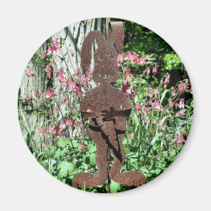 Imán Jardín de flores de conejo oxidado naturaleza