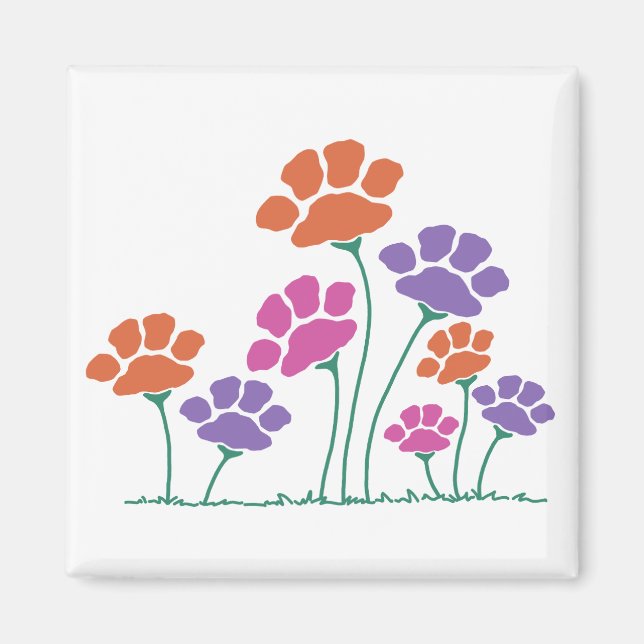 Imán Jardín de flores de huella de pata (Frente)