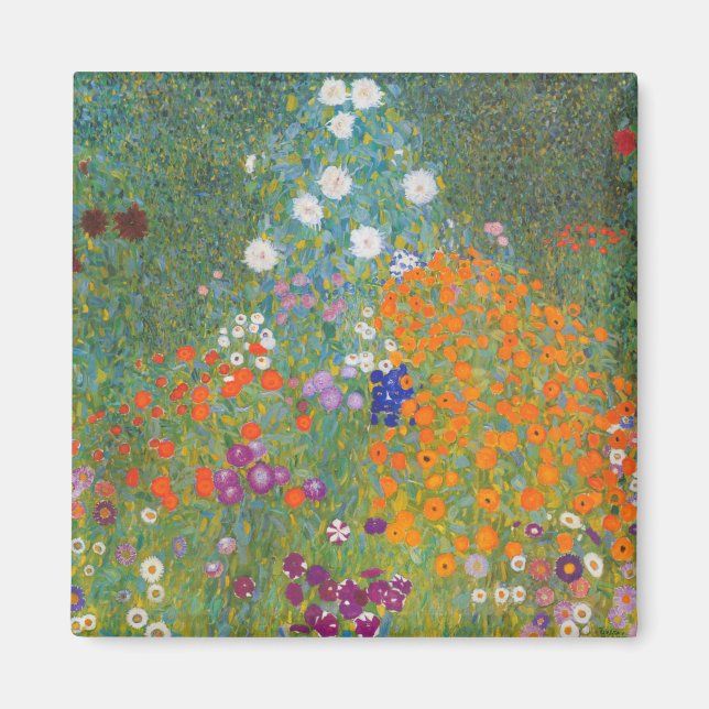Imán Jardín de flores (por Gustav Klimt) (Frente)