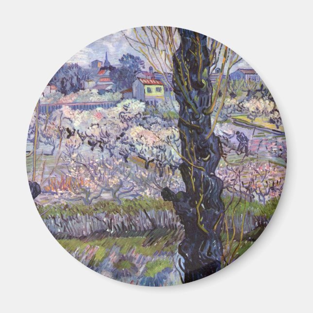 Imán Jardín de flores Van Gogh View Arles (Frente)