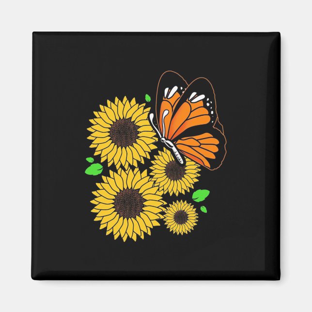 Imán Jardín de girasoles de mariposa (Frente)