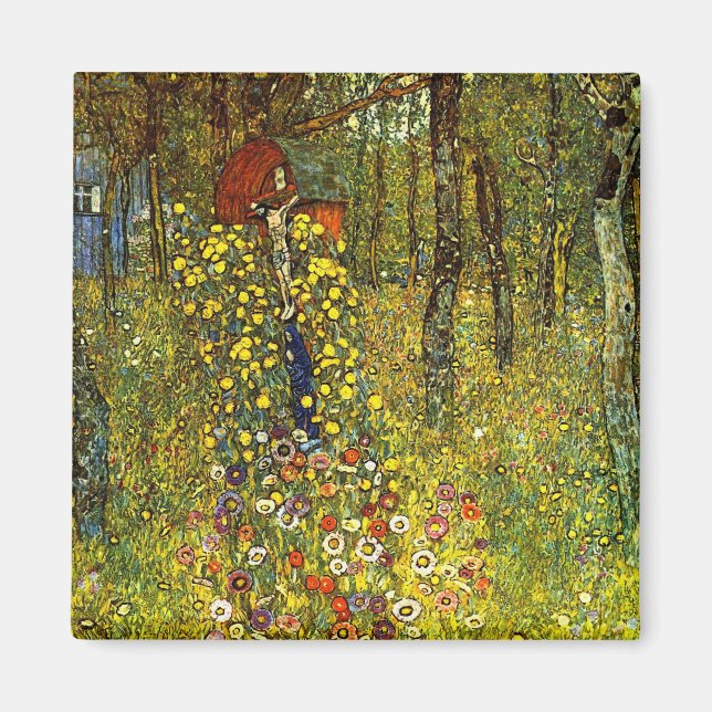 Imán Jardín de granja con Crucifijo por Gustav Klimt (Frente)