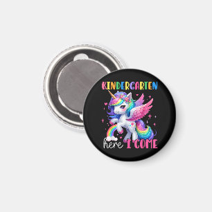 Imán Jardín de Infancia Aquí Voy Unicornio Vuelta al Co