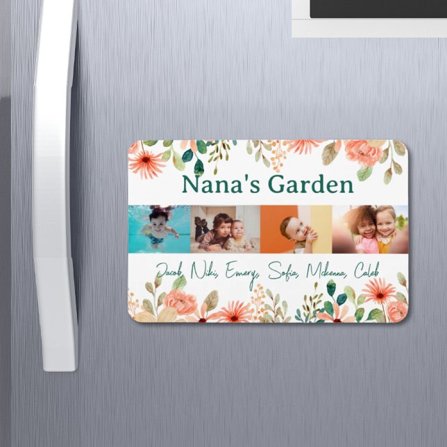 Imán Jardín de la abuela de la Collage de fotos persona (Personalized Photo Collage Nana Grandma's Garden Magnet)