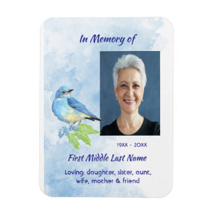 Imán Jardín de pájaros azules Recuerdo conmemorativo