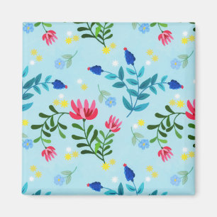 Imán Jardín de primavera de flores azules de flor peque