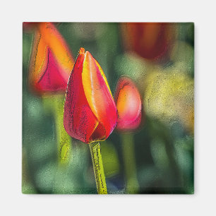 Imán Jardín de tulipanes texturizado