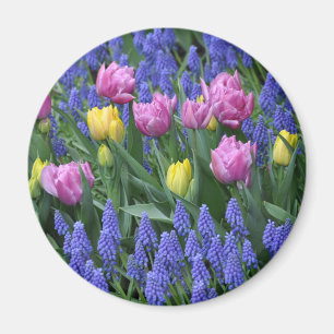 Imán Jardín de tulipanes y azules