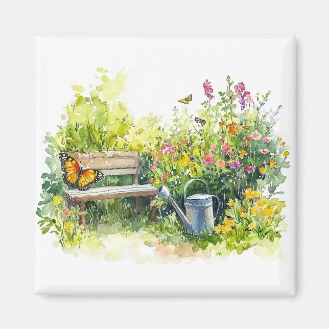 Imán Jardín de verano con mariposas (Frente)