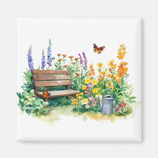 Imán Jardín de verano con mariposas (Frente)