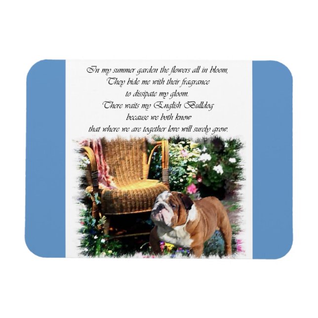 Imán Jardín de verano de arte de Bulldog inglés (Horizontal)
