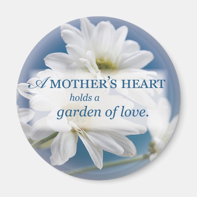 Imán Jardín del amor de la madre, Daisies, cielo azul (Frente)