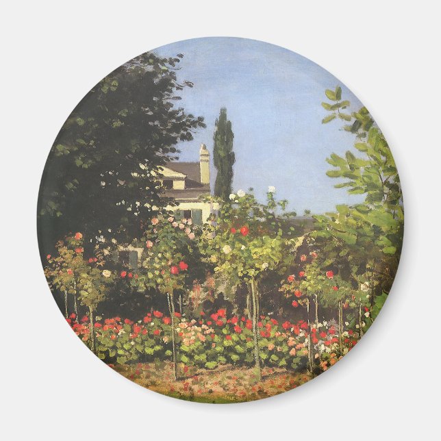 Imán Jardín florido en Sainte Adresse por Claude Monet (Frente)