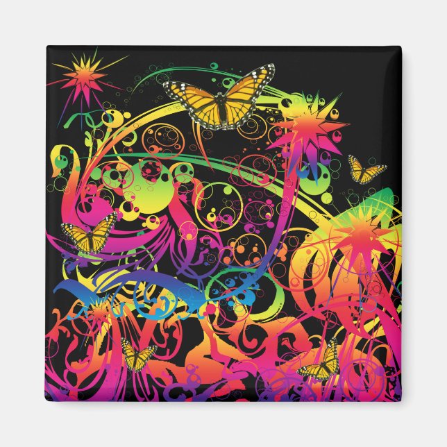 Imán Jardín mágico con mariposas (Frente)