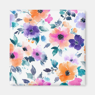 Imán Jardín primaveral vintage floral acuarela