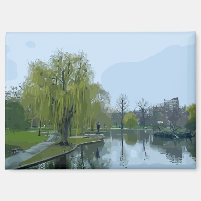 Imán Jardín público de Boston Massachusetts Pintura (Anverso)