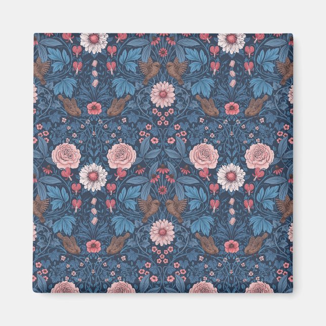 Imán Jardín salvaje en azul (Frente)