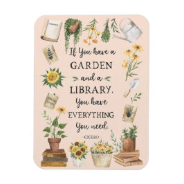 Imán Jardinería y biblioteca citan girasol y hierbas