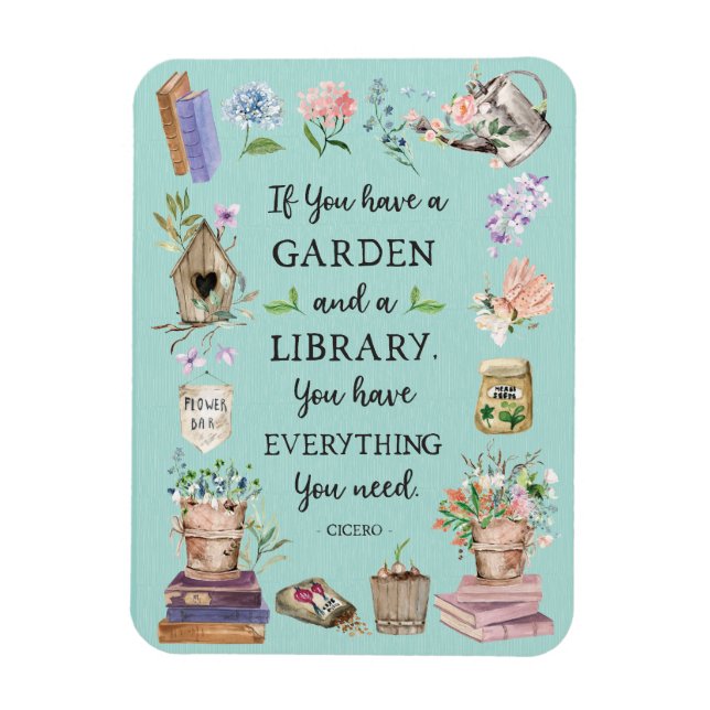 Imán Jardinería y Biblioteca Cotizando Jardín Floral (Vertical)