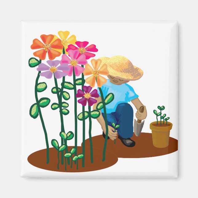 Imán jardinero feliz (Frente)