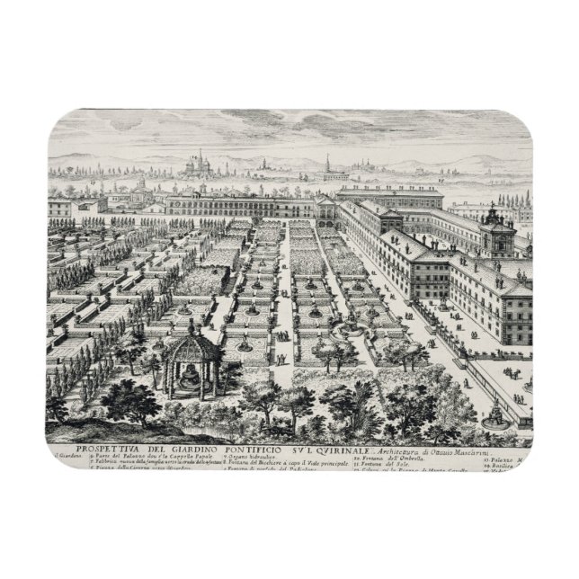 Imán Jardines del Quirinale, de 'Li Giardini di Rom. (Horizontal)