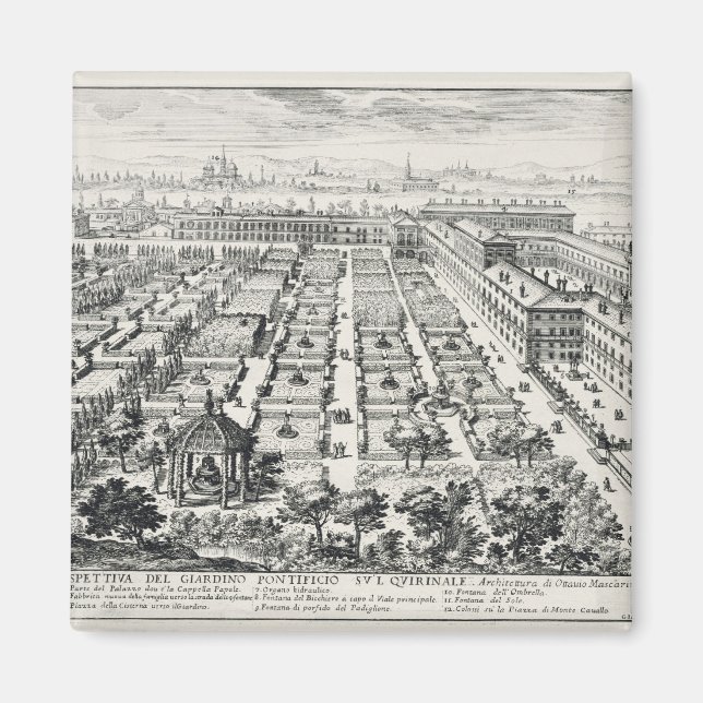 Imán Jardines del Quirinale, de 'Li Giardini di Rom. (Frente)