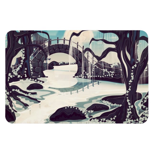 Imán Jardines japoneses vintage de noche (Horizontal)