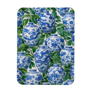 Imán Jarra de jengibre de porcelana china azul