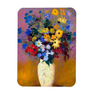 Imán Jarrón blanco con flores Odilon Redon