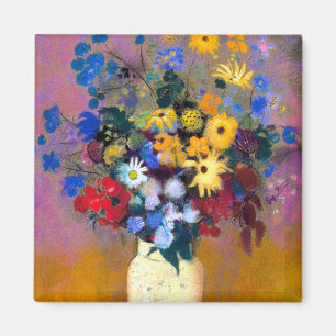 Imán Jarrón blanco con flores Odilon Redon