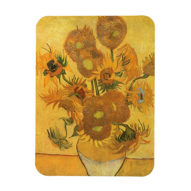 Imán Jarrón con 15 girasoles de Vincent van Gogh (Vertical)