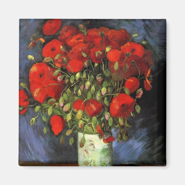 Imán Jarrón con amapolas rojas de Vincent van Gogh (Frente)