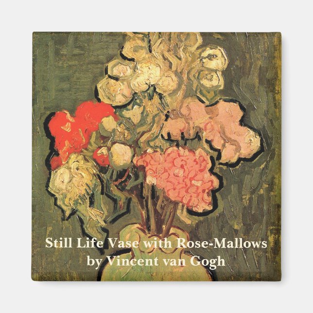 Imán Jarrón con malvas rosadas de Vincent van Gogh (Frente)