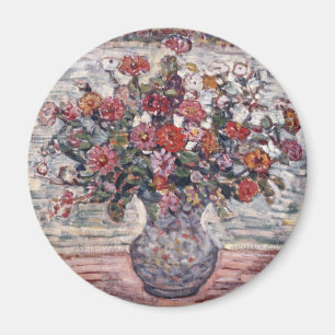 Imán Jarrón de flores, Zinnias por Maurice Prendergast