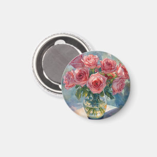 Imán Jarrón de Rosas Rosadas