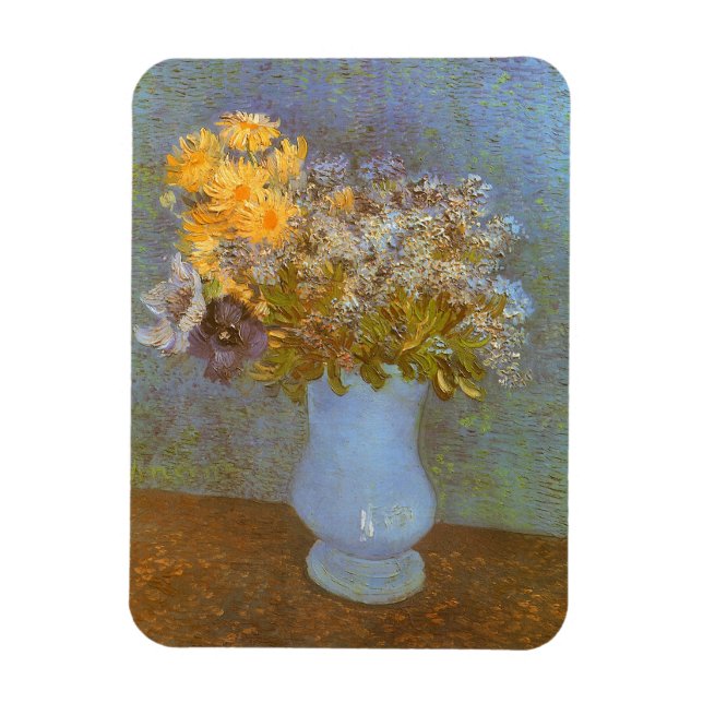 Imán Jarrón de Vincent van Gogh con Lilas, Margaritas,  (Vertical)