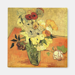 Imán Jarrón japonés, rosas, anémonas por Vincent van Go