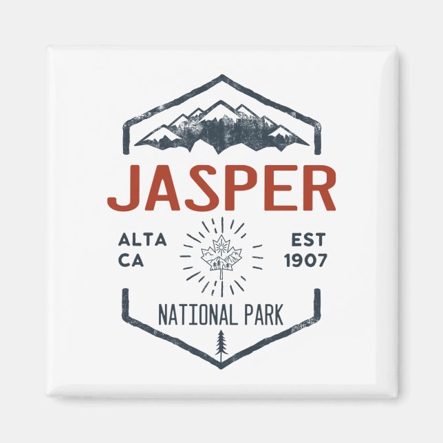 Imán Jasper National Park Canada Vintage Distressed (Frente)