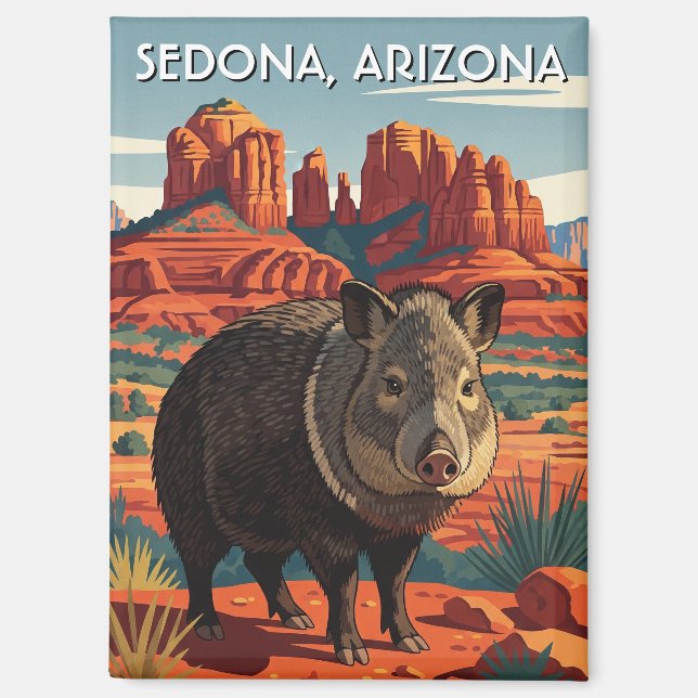 Imán Javelina en Sedona Arizona Viaja vertical (Anverso)