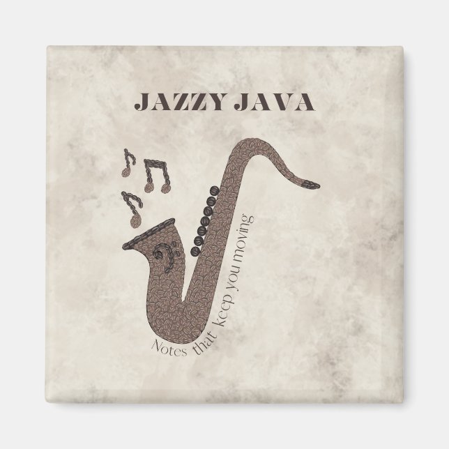 Imán Jazzy Java-Grãos de Café-Saxofone- (Frente)