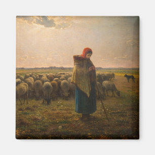 Imán Jean-Francois Millet - Pastora y rebaño 1863