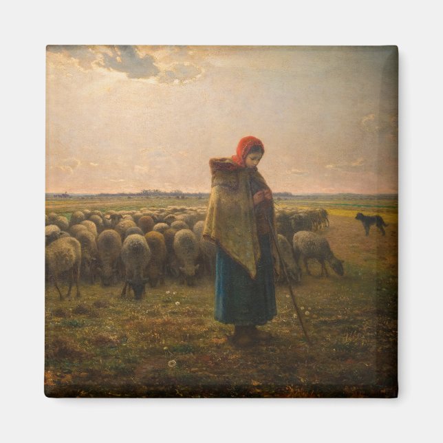 Imán Jean-Francois Millet - Pastora y rebaño 1863 (Frente)