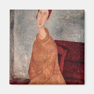 Imán Jeanne Hebuterne en un jumper amarillo, 1918-19
