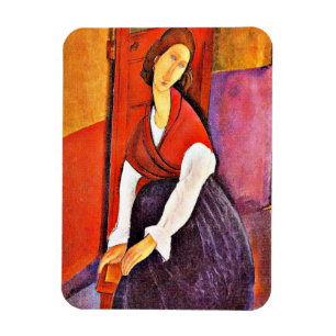 Imán Jeanne Hebuterne en un Shawl Rojo de Modigliani