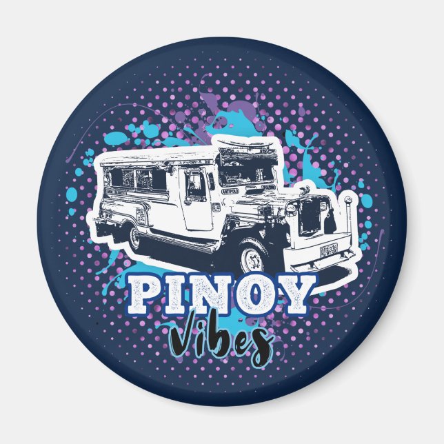 Imán Jeepney Pinoy Vibes Blue Pink (Frente)