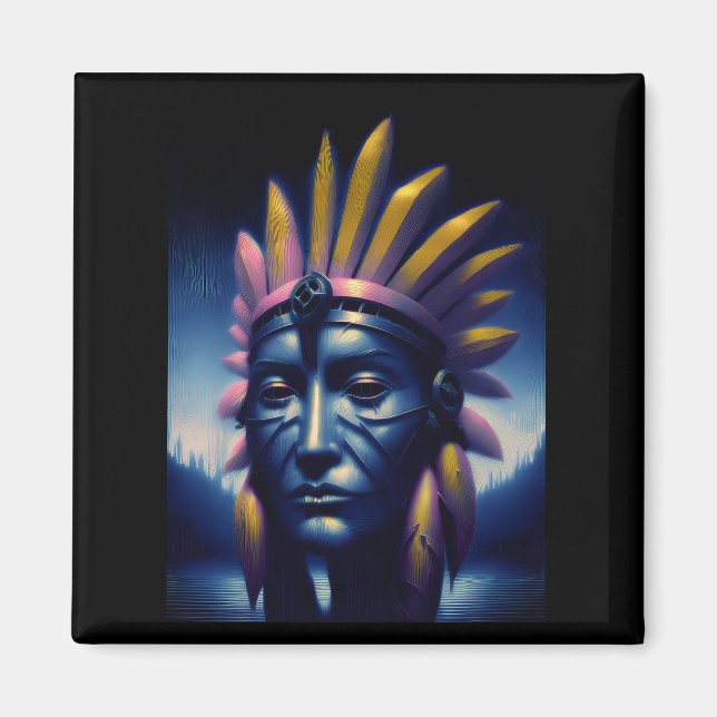 Imán Jefe Maya Con Colinas De Fondo (Frente)